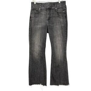 WHBM Skinny Flare Jeans Women 10 Black Extra High Rise Frayed Raw Hem Denim